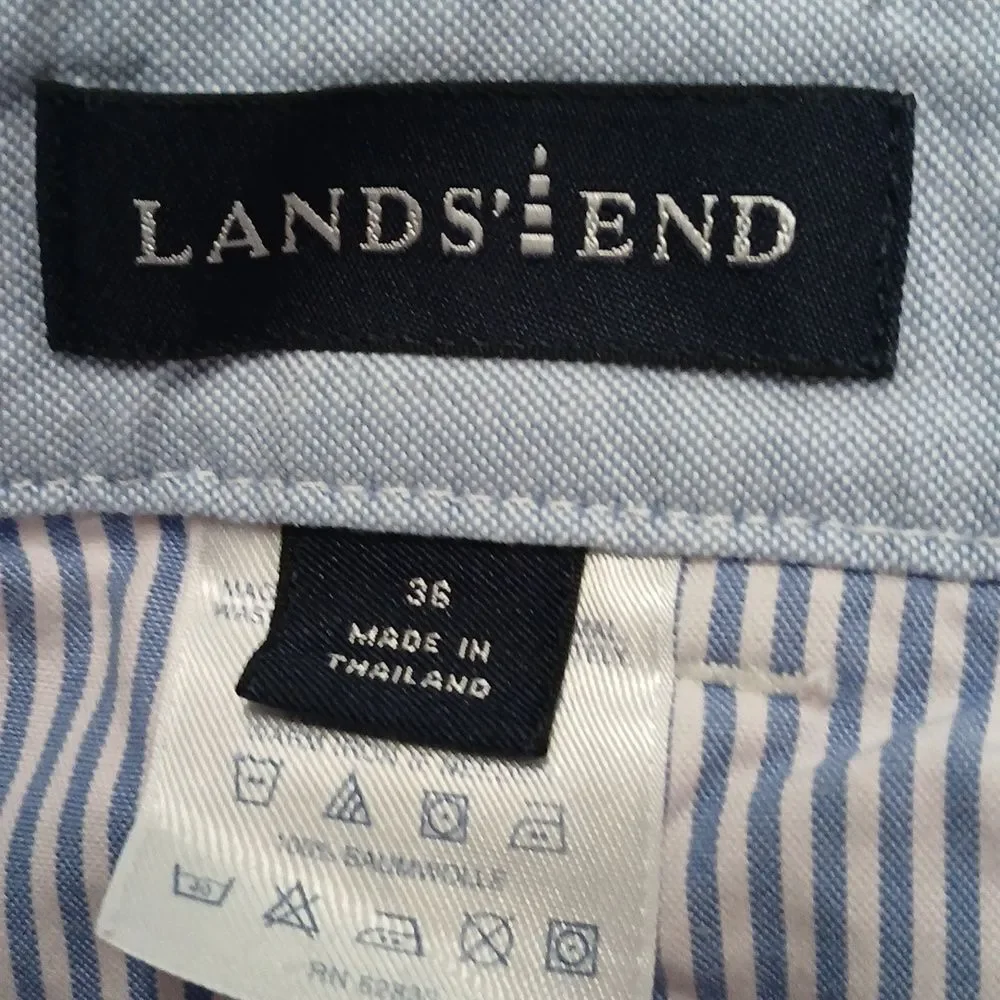 Lands' End gingham Red and White Striped Shorts Sz 36 EUC